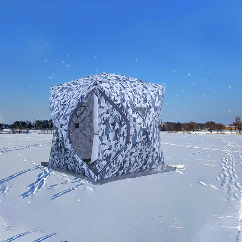 Камуфляж и голубой быстро открыть семьи команда Зима автоматическая ice cube Карп Рыбалка Палатка Укрытие для наружной передач
