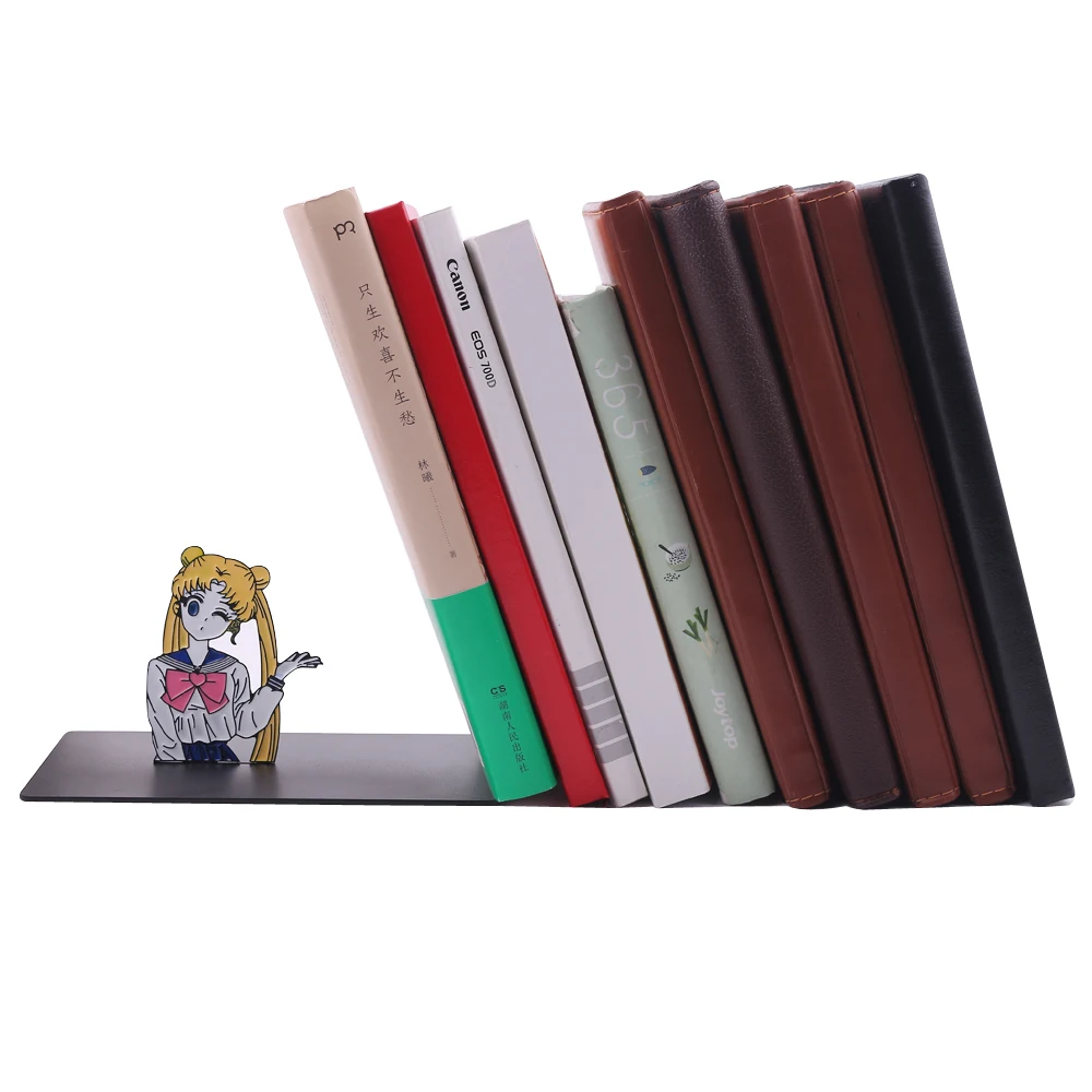 

Upscale Originality Books Display Shelf Sailor Moon Decoration Metal Bookends Support Bookshelf Holder Nonskid Desk Stands