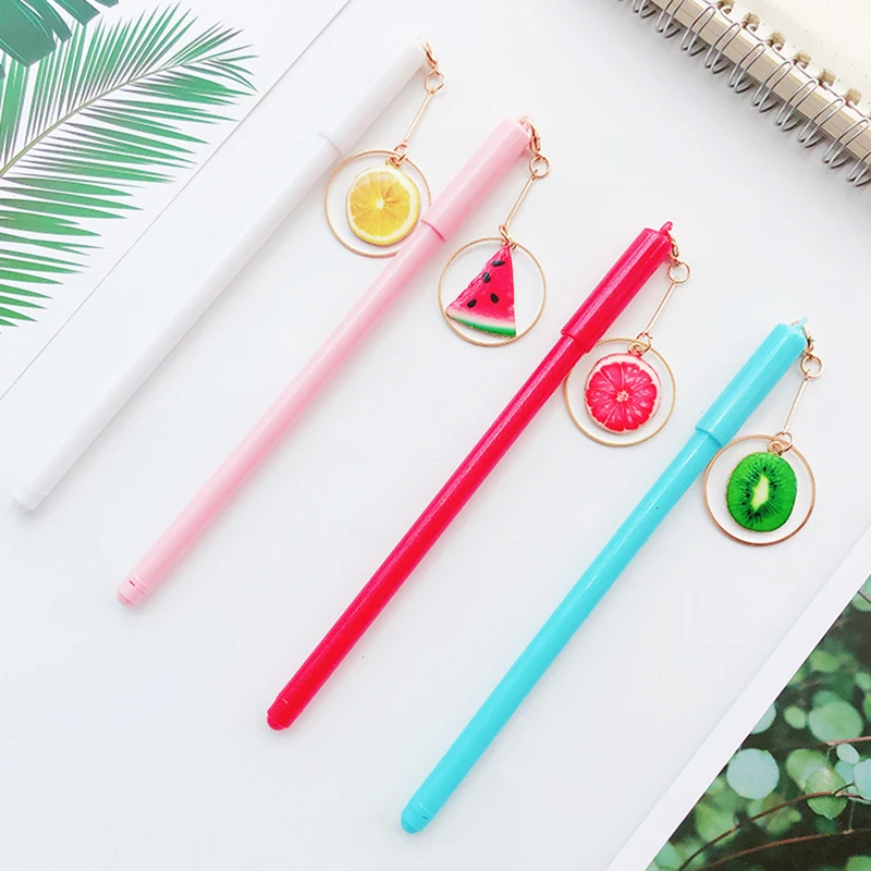

Creative Fashion Cute Fruit Pendant Gel Pen School Promotional Gift Stationery Student Signing Writing Pen Office Supplies 1 Pc