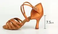 Танцевальная обувь; женские кроссовки; обувь на высоком каблуке для сальсы; вечерние туфли для взрослых; спортивные тканевые туфли из импортного атласа; импортные Damonds Hand Mad; BD 216-b - Цвет: Deep Skin heel 75mm