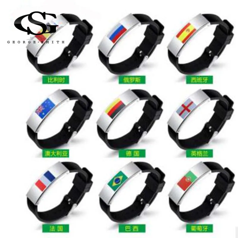 

GS 2018 Fashion National Countries Flag Bangles Russia Sport Football Fans Top Silicon Charm Sport Bracelets For Men Women R4