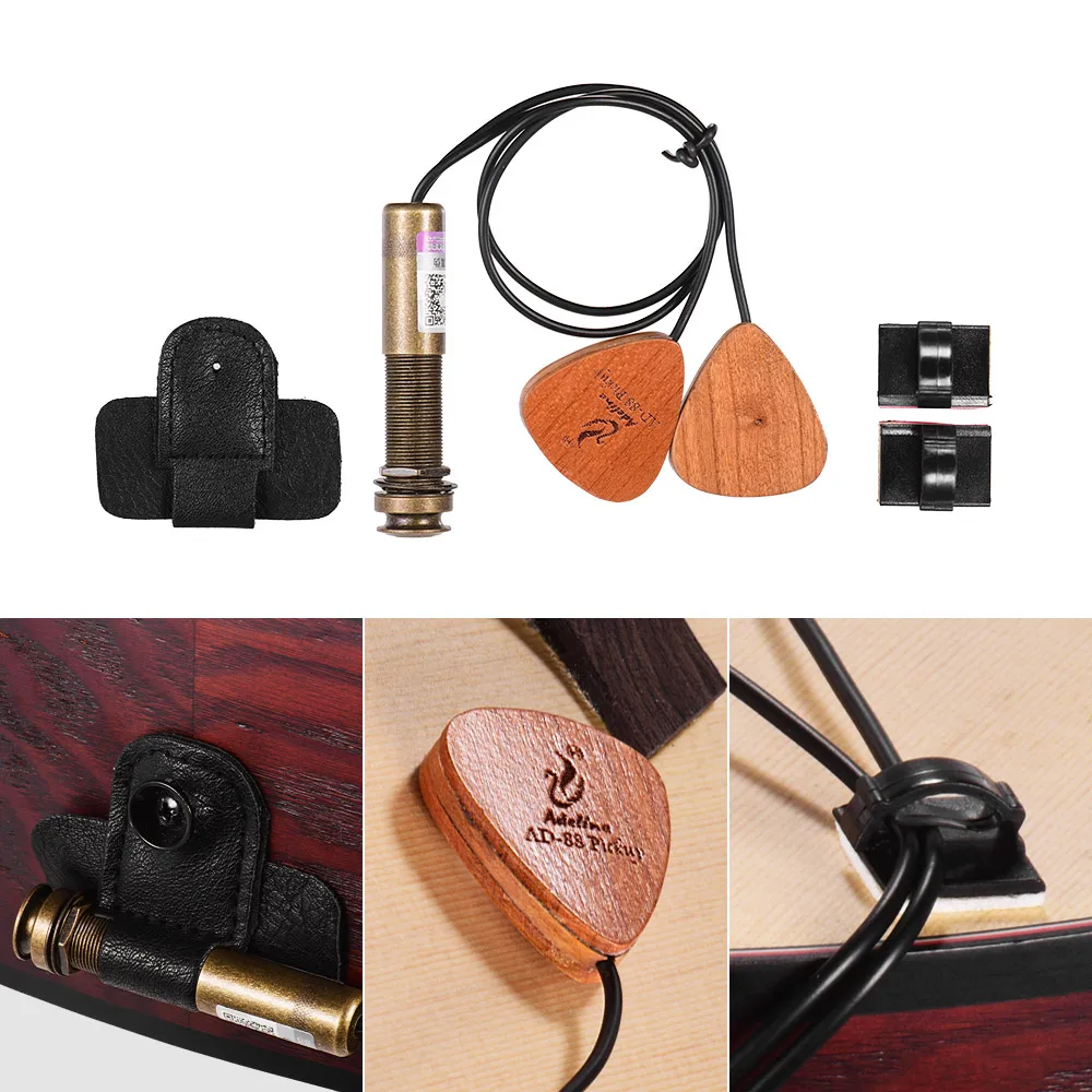 

Adeline AD-88 Self-adhesive Wooden Guitar Pickup Transducer Dual Pickups with 6.35mm Output Jack for Guitar Ukulele Violin