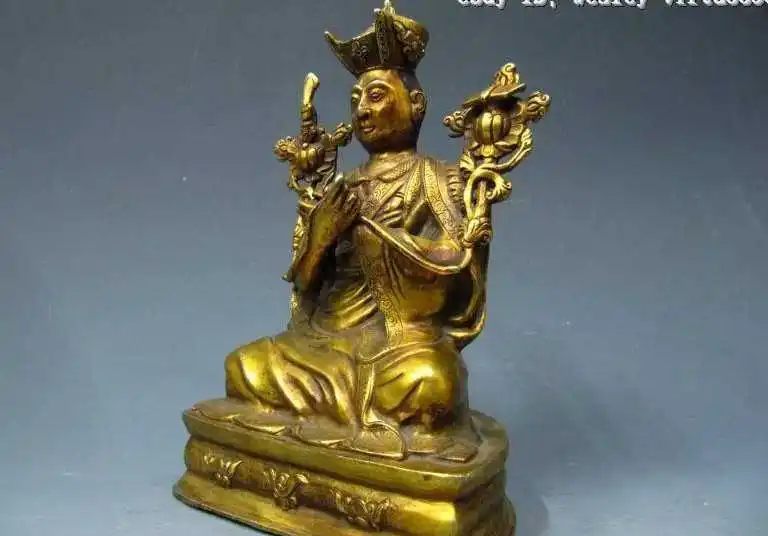 

9 Tibet Buddhism Temple Pure Bronze Gold Gilt Gelugpa Tsongkhapa Buddha statue
