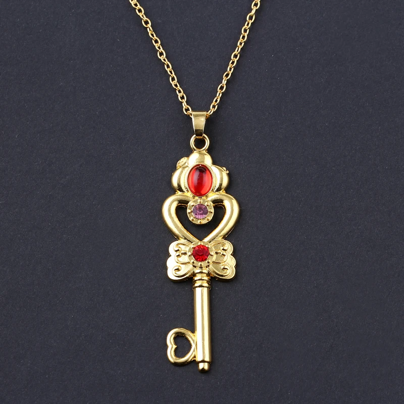 

Sailor Moon Crystal Space Time Key Pendant Necklace Women Girls Cosplay Key Shape Wand Necklace Girl's Gift