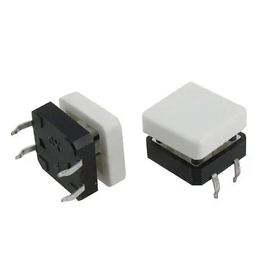 

White Cap 12 x 12mm x 8mm Momentary Tact Tactile Push Button Switch 4 Pin