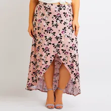 Новое поступление летние Для женщин полиэстер Высокая талия плюс Размеры Цветочный принт талии разрез длинная юбка сексуальные Bohe юбка высокое качество#35
