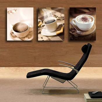 

Free Shipping 3 Piece Wall Art Hot Sell Hot Cup Of Coffee Tea For Dinner Modern Wall Painting Home Decor Art Picture On Canvas