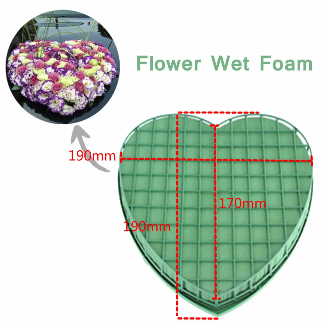 1pcs 20cm New Heart Shape Flower DIY Wet Foam Fresh Floral Wedding Car Flower Display