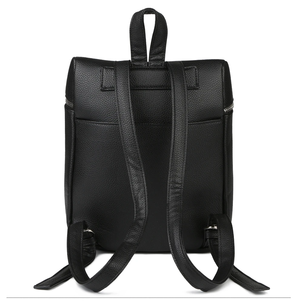 Простой черный женский рюкзак из искусственной кожи, одноцветные рюкзаки, Женская дорожная сумка через плечо, повседневный рюкзак XA867B