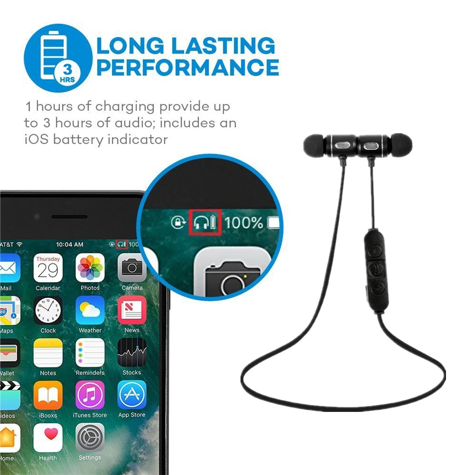 Беспроводные наушники Спорт стерео Bluetooth вкладыши для телефона IOS Android High Fidelity бас