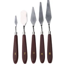 5 шт., набор ножей для рисования маслом, палитра, универсальный нож, набор смешанных скребков, ножи-шпатели из нержавеющей стали AOA015