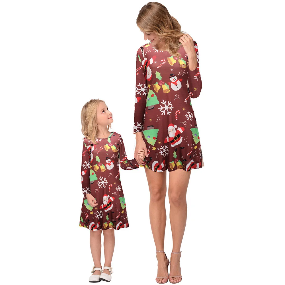 Платья для мамы и дочки; одежда «Мама и я»; осеннее платье для женщин и девочек; Семейные рождественские пижамные комплекты; Семейные комплекты - Цвет: Style Nineteen