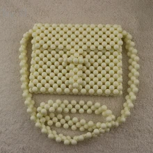 By H Женская акриловая вышитая бисером сумка на плечо ручная работа винтажная шикарная дамская сумочка бледно-желтая сумка для телефона вечерние пляжная сумка