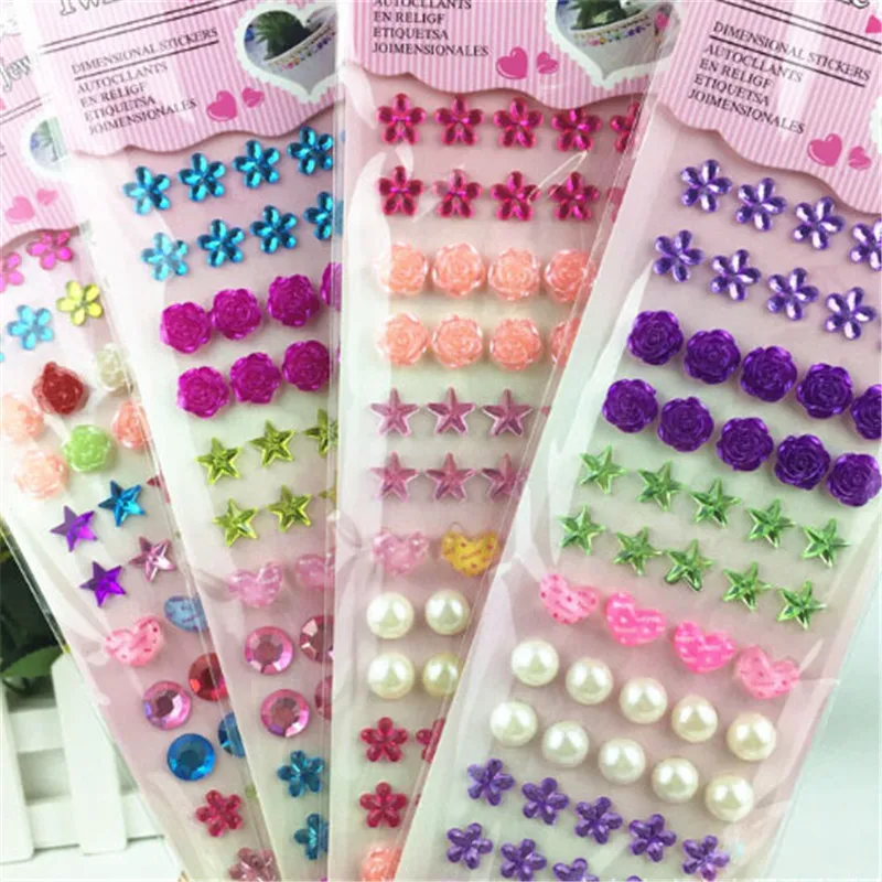 

1pc New Diamond Crystal Stone Stickers Sheet Creative Kids DIY Art Crafts Materials Toys Children 7*26cm Decorative Sticker