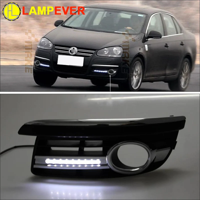 

Lampever 2x car-specific for VW Jetta MK5 Sagitar 2006 2007 2008 2009 2010 LED DRL daytime running lights Fog Lamp Cover Frame