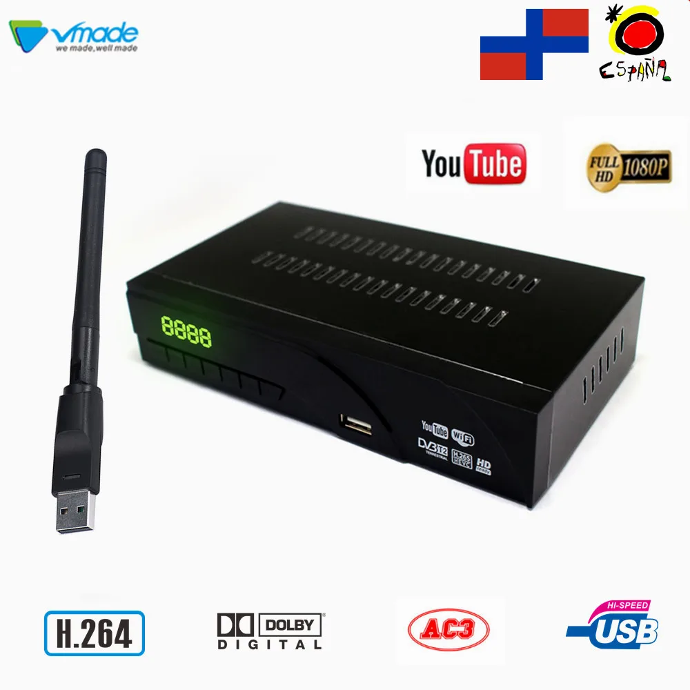 

Vmade DVB-T2 HD 1080P Digital Terrestrial TV Receiver Built-in RJ45 Network H.265 DVB TV Tuner + WIFI Support Dolby AC3 Youtube