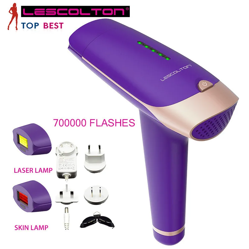 Lescolton перезаряжаемый лазерный эпилятор Depilador, эпилятор для лица, тела, подмышек, бикини, ног, подмышек - Цвет: Three lamp purple