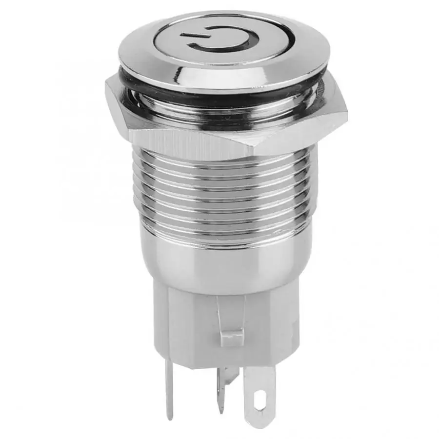 

40pcs 16mm Metal Momentary Push Button Switch Auto Reset Flat Head 24V LED Light 5-Pin Touch Switch