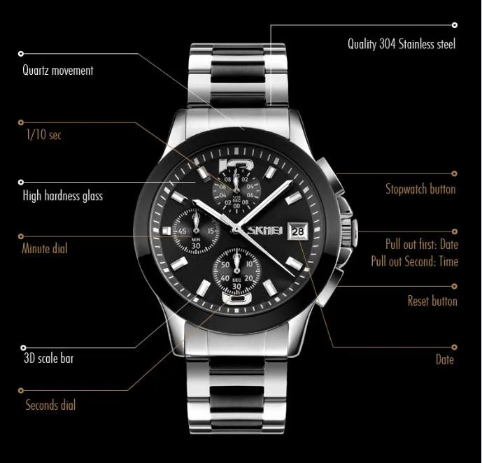 SKMEI Brand Men Dress Watches Top Brand Luxury Multifunction Sports Quartz Watch Waterproof Clock Men Relogio Masculino