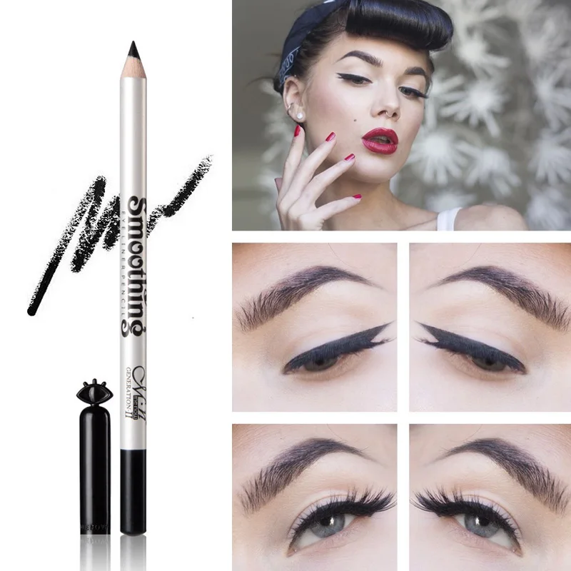

2018 New Women Long Lasting Eye Liner Pencil Pigment Black White Color Waterproof Eyeliner Pen Eye Cosmetics Makeup Tools
