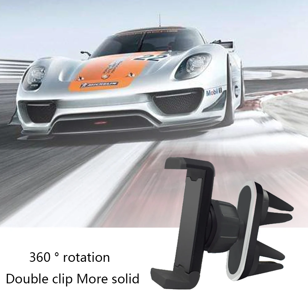 Universal Car Phone Holder with 360° Rotation and Double Mount Clips
