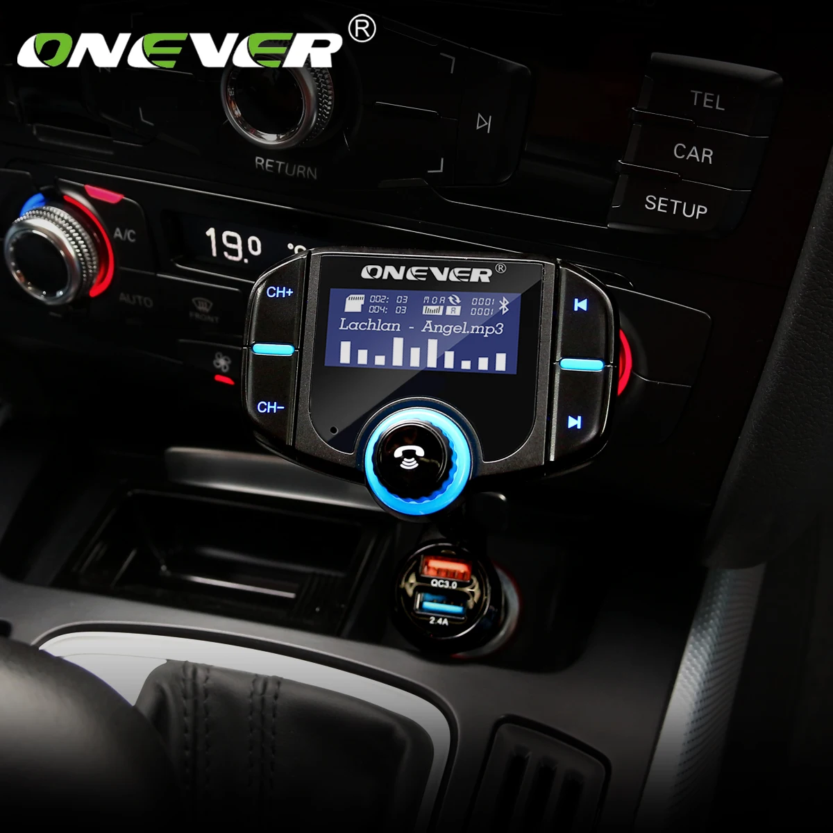 FM трансмиттер Bluetooth модулятор 2 порта быстрая зарядка 3 0 автомобильный комплект