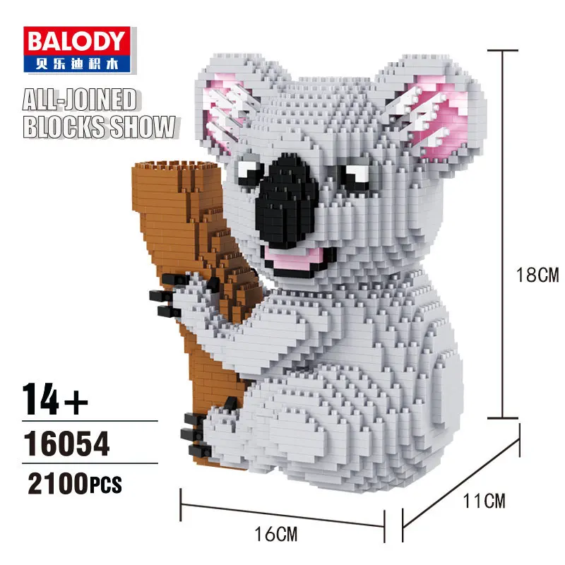 Мини-кирпич балодия животных блок DIY мультфильм Тоторо Chipmunk кролик лиса коала медведь жирафа строительные игрушки для детей без коробки - Цвет: 16054 no box