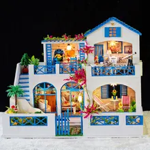Метеор сад DIY кукольный домик с музыкой большая вилла кукольный домик DIY 3D Миниатюрный Кукольный дом модель строительные наборы деревянная мебель игрушка