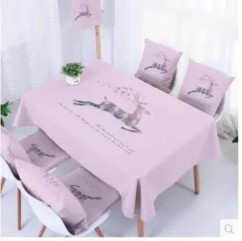 

Nordic pink/grey/blue/black deer tablecloth simple modern rectangular coffee table cloth decorative table mat home decor
