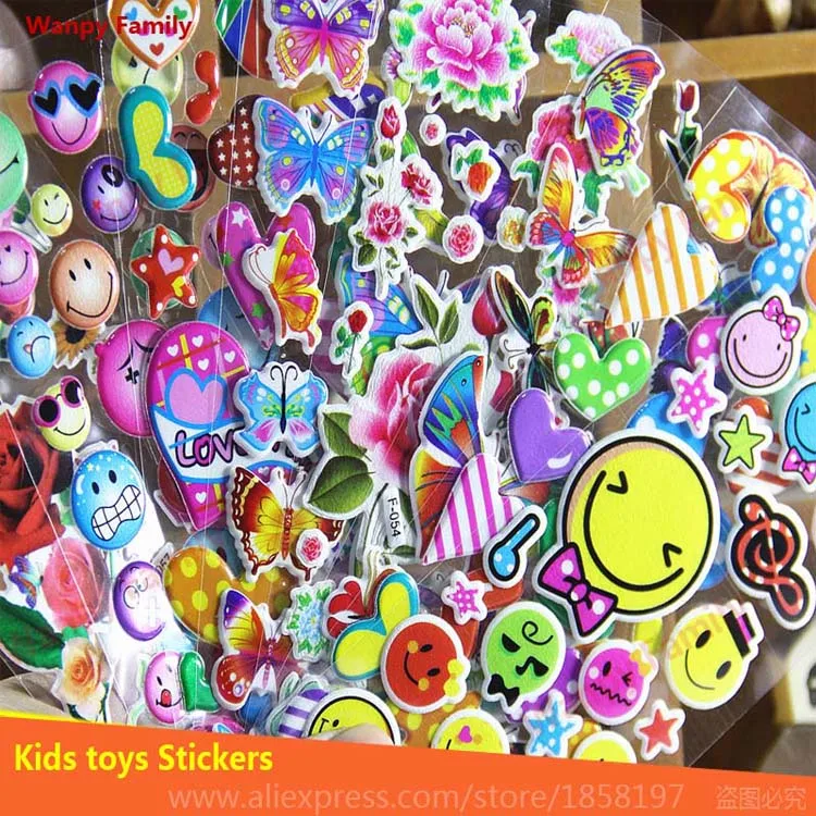 10 قطعة/المجموعة كارتون الأطفال اللعب ملصقات ملونة صغيرة ملصقات فقاعة ملصقات للأطفال حزب الديكور عيد