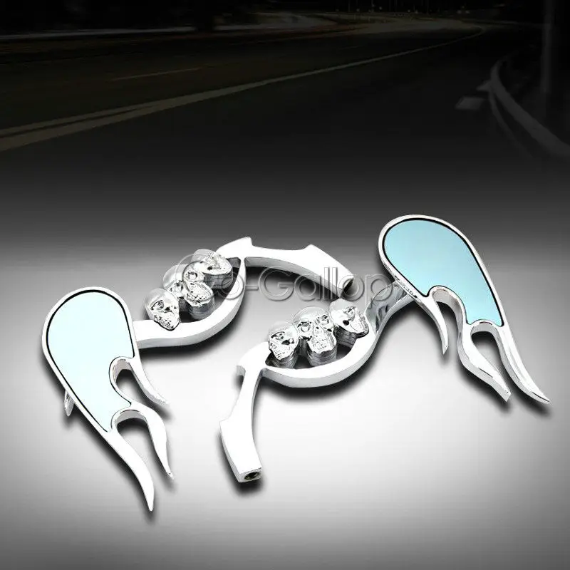 Chrome Skull Rearview Mirrors For Yamaha V-Star XVS 250 650 950 1100 1300 Classic Silverado XV 1600 1700 XVZ1300 Cruiser Chopper |