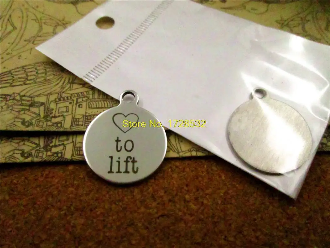 

20pcs--20mm stainless steel circle round "love to lift "one side DIY Charms Pendants