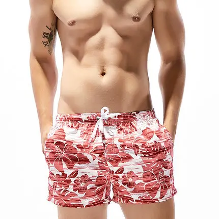 

Man's Sport Short Pants Prints Flower Running GYM Swim Shorts Plus Size Swimwear Men Surf Boardshorts Summer Swimsuit