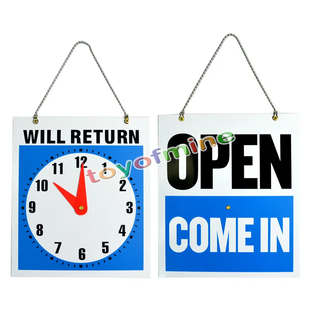 OPEN CLOSED Sign / WILL RETURN + CLOCK Business for Bar Cafe Shop Store
