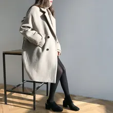 HEE GRAND двубортная женская одежда толстый длинный плащ женский осенние свободные куртки элегантный OL черный блейзер WWN1210