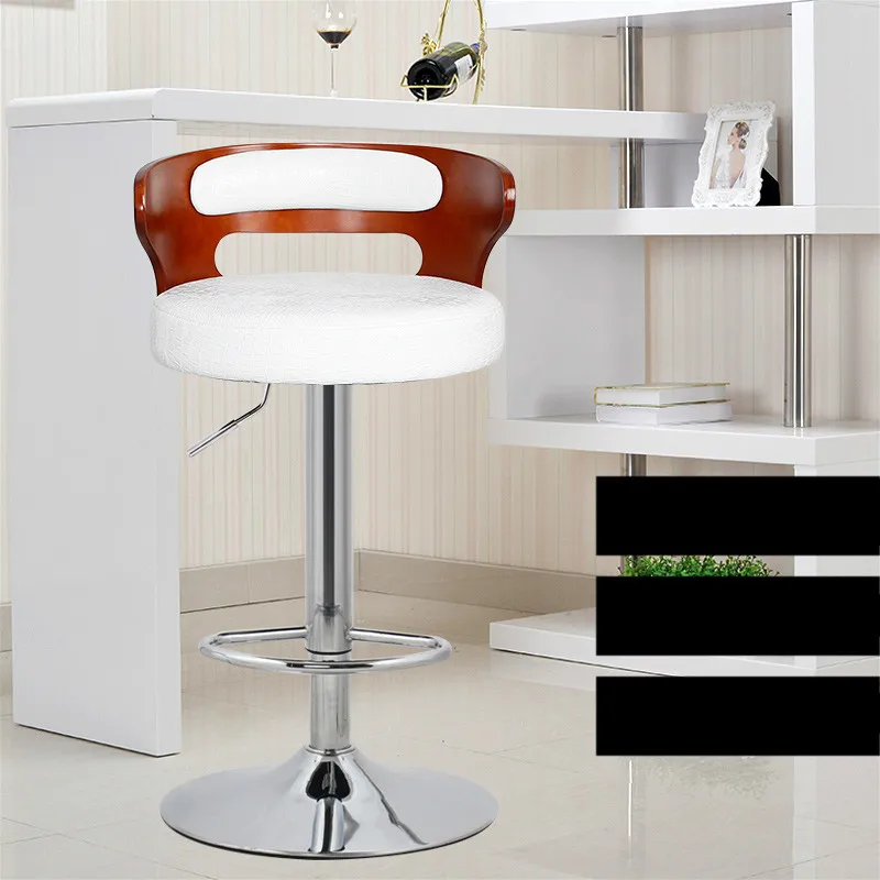 Simple Metal & Wooden Bar Chair Lifting Swivel Bar Stool with Footrest Natural Retro Design Adjustable Height Reception Chair Simple Metal & Wooden Bar Chair Lifting Swivel Bar Stool with Footrest Natural Retro Design Adjustable Height Reception Chair