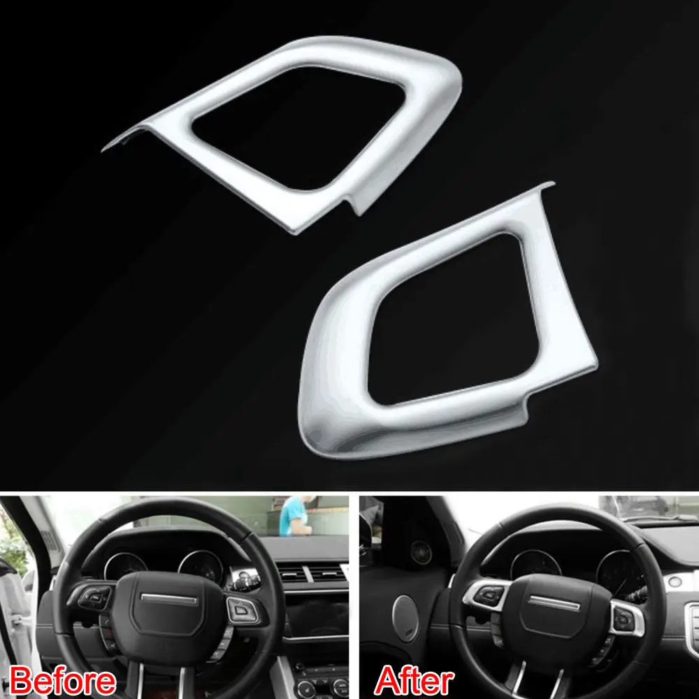 

2x For 2012-2016 Land Rover Range Rover Evoque Car Steering Wheel Button Frame Cover Trim Insert