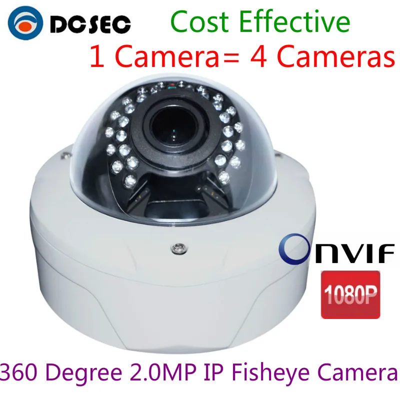 DC безопасности 360 градусов широкий угол 2.0MP 1080 P IP Fisheye панорамный антивандальные