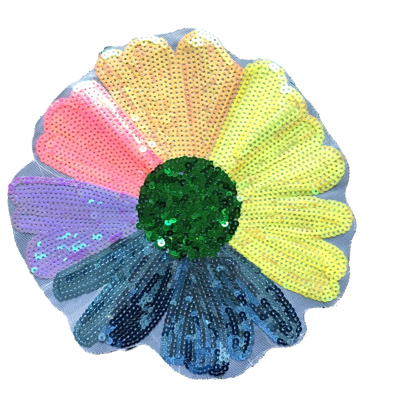 

Colorful Floral Sequined Patches Sewing Beading Paillettes Patches Decorative Accessories Big Motif Flower Sequins Patch 2PCS