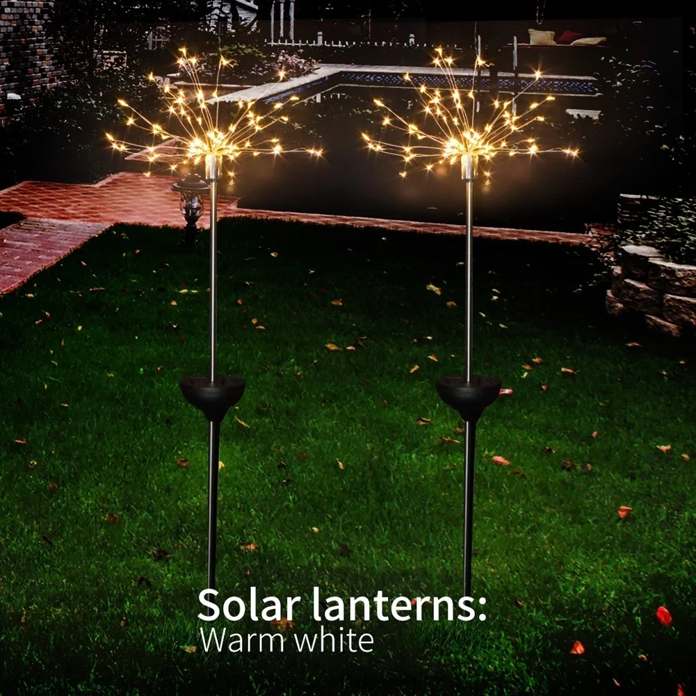 New Garden Solar Firework Light with 8 Lighting Modes String Outdoor Patio Pathway Decor Lights Christmas Lawn Decoration light