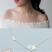 AKOLION Серебряная Милая подвеска в виде слона ожерелья для женщин для матери Gilr подарок 925 ювелирные изделия