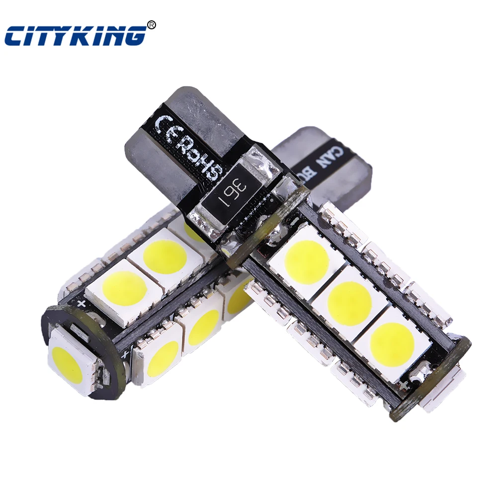 

Wholesale 2pcs/Lot Canbus T10 13smd 5050 LED car Light Canbus t10 led W5W 194 5050 SMD Error Free White Light Bulb