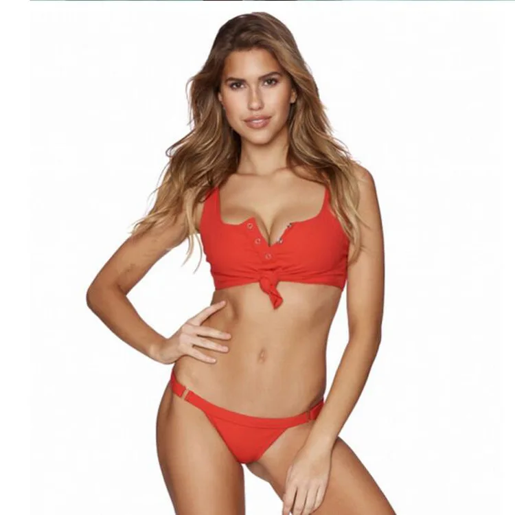 Hot!2019 Sexy Women Swimwear Two-pieces Bikini Set V-Neck Bow Swimsuit Adjustable Straps Bathing Beach Suit Sport Style Biquini