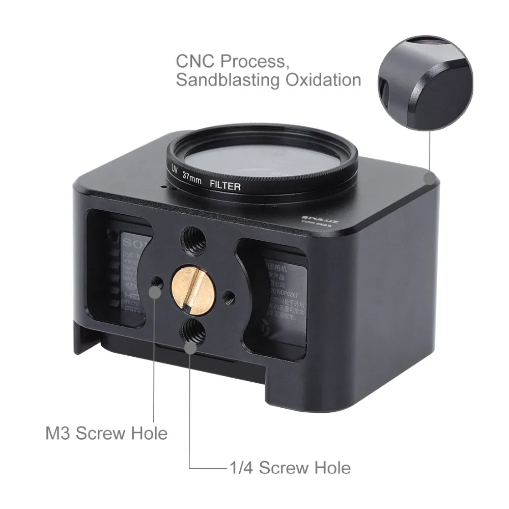 Liga de Alumínio Protetor para Sony Sombrinha com Parafusos Chaves de Fenda Case Puluz Câmera Gaiola & 37 Milímetros Filtro uv Lens Lente Rx0 ii - Image 4