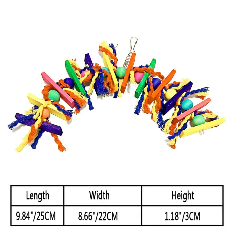 Попугаи висит, деревянные блоки птицу Красочные Хлопок Веревка Строка игрушки Жевательная восхождение качели игрушки декор клетку
