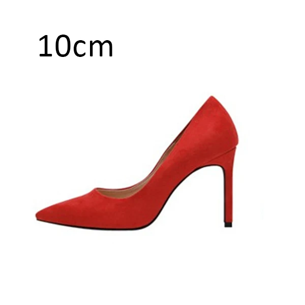 Женские туфли-лодочки; туфли на высоком каблуке с острым носком; Брендовые женские свадебные туфли; сезон весна-лето; женские модельные офисные туфли на тонком каблуке размера плюс - Цвет: Red Pumps 10cm