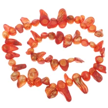 Biwa Coltivate D'acqua Dolce Branelli Della Perla, Monili di Cerimonia Nuziale, colore rosso orange, 9-25mm, Foro: circa 1mm, Venduto Per Circa 14.5 Inch Strand