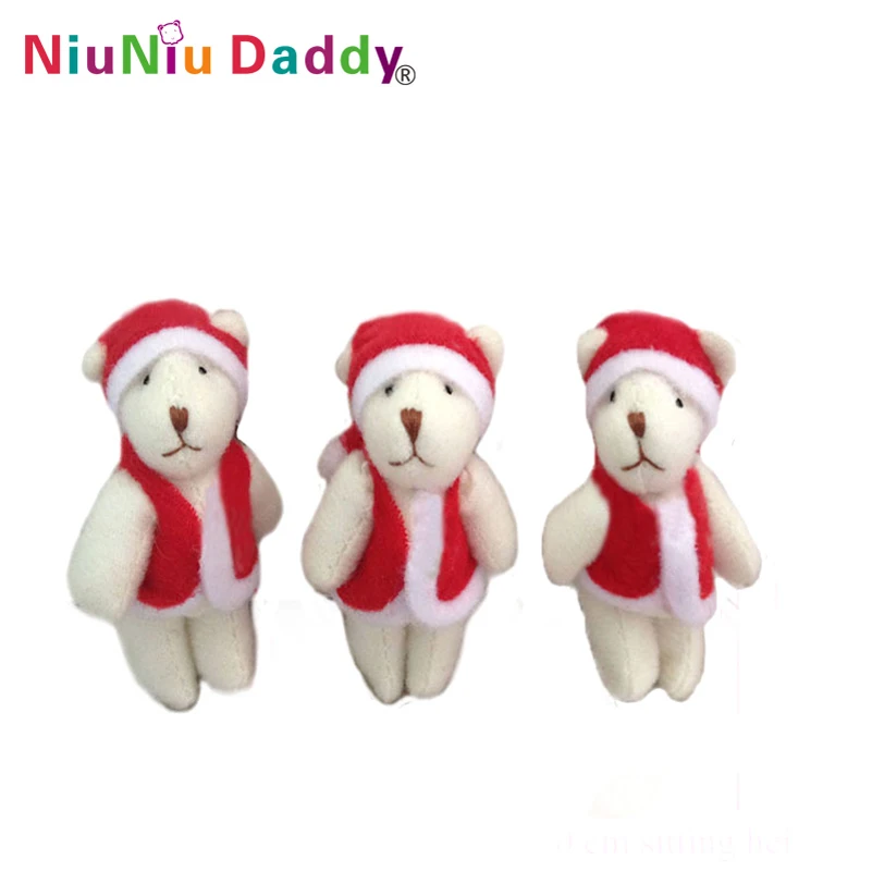 

6cm Christmas joint bear Plush toys wholesale 100pcs/lot