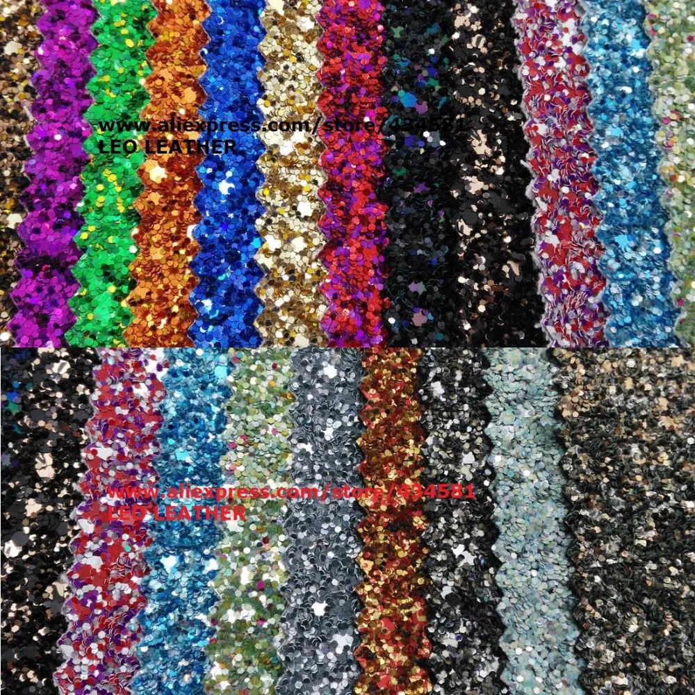 Buy Chunky Glitter Leather Colors high quality PU