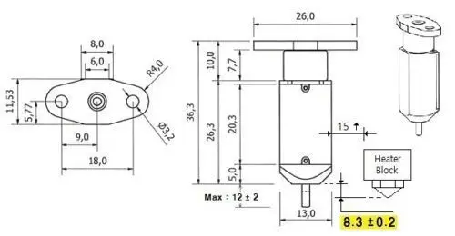 Delta rostock 3D принтер M3/M4 резьбовое отверстие эффекторных hotend с TLTouch датчик для